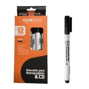 DESCRIÇÃO: MARCADOR CD/ RETROPROJETOR PONTA 2MM PRETO CX C/12 JOCAR OFFICE  REF: 96030