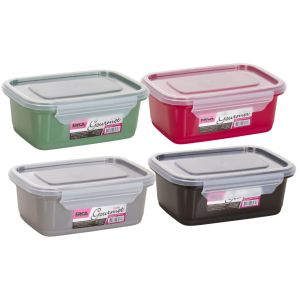 Caixa Plástica Retangular c/ Trava 1400ml - Cores Sortidas | Ref: 3073 - Ercaplast